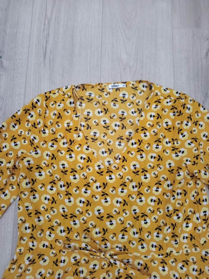 Blouse a manche jaune a motifs Gemo 36 S - photo numéro 3