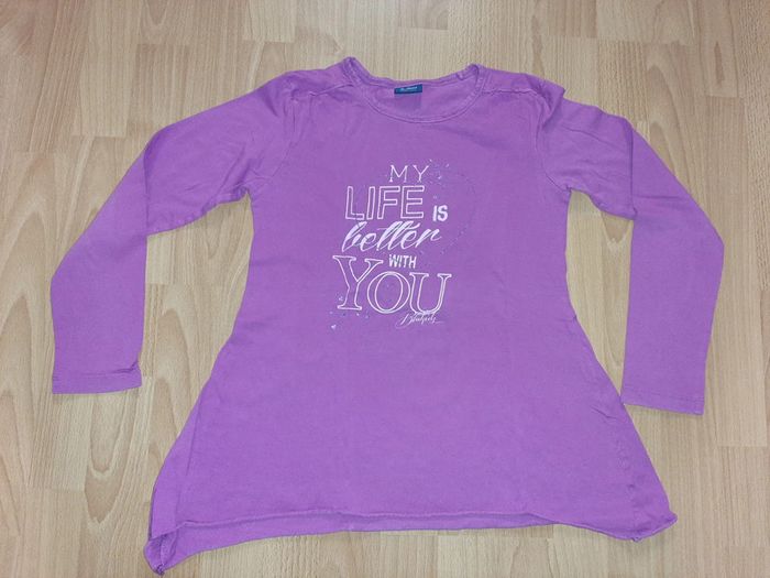Tshirt asymétrique ML rose violine T 10-11 ans (146 cm)