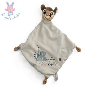 Doudou plat Faon Bambi rayé coccinelle dos vert Disney