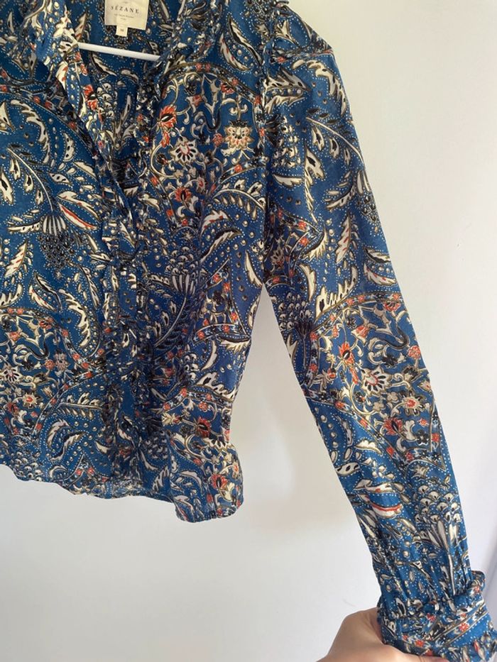 Chemise fleurie bleue à volants Sézane - photo numéro 5