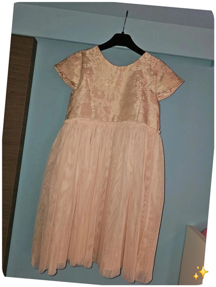 Robe de cérémonie fille 12 ans TAO - Saumon & doré 🌸💛