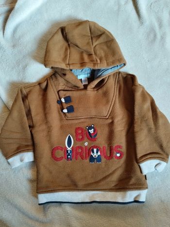 Pull à capuche obaibi marron taille 2 ans