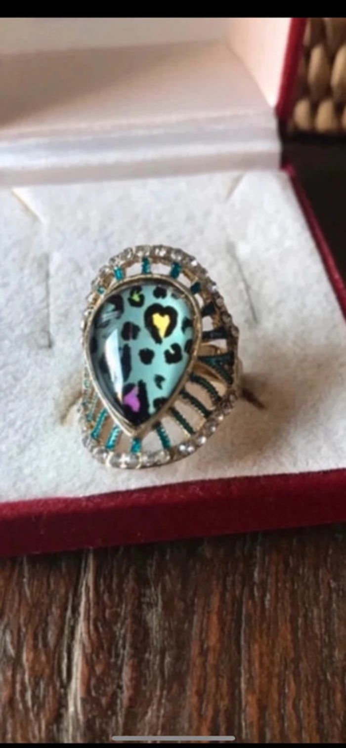 Magnifique bague réglage avec strass et pierre façon léopard - photo numéro 10