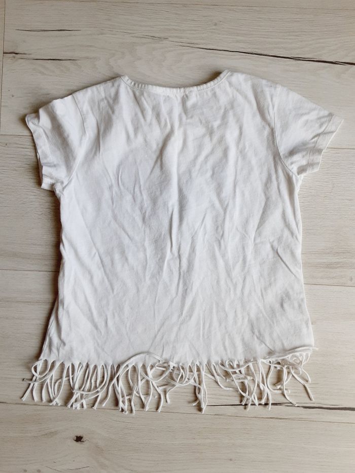 Vêtement fille tee-shirt manches courtes à franges noir et blanc 7 ans - photo numéro 3