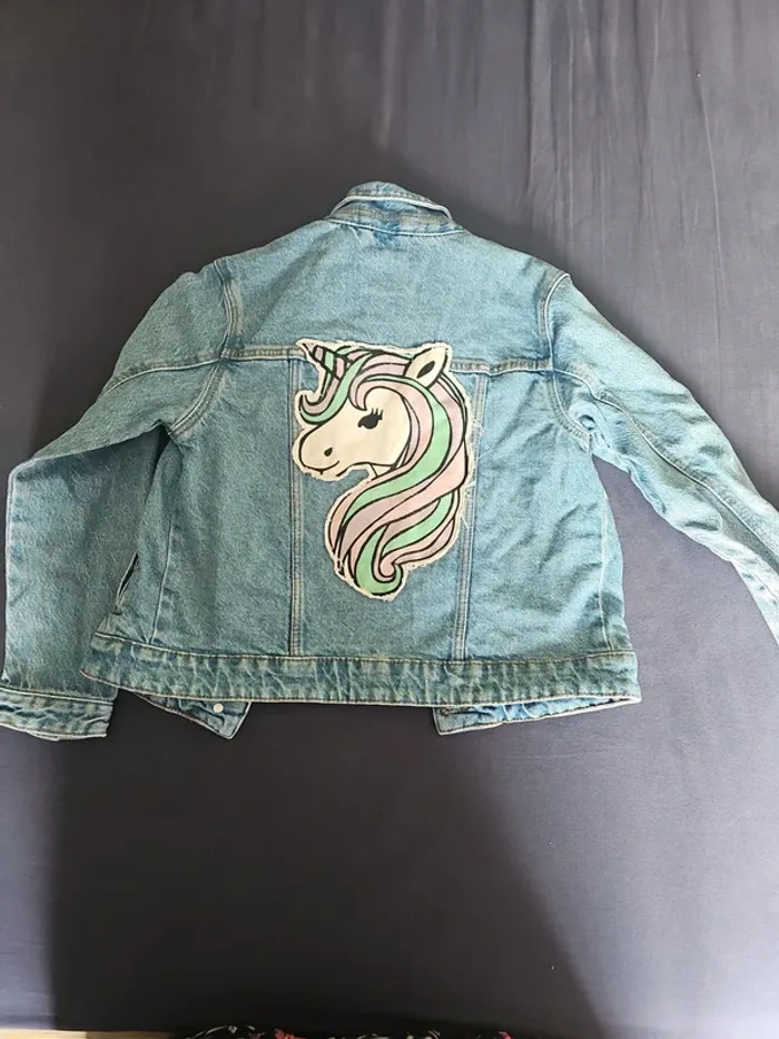 Veste en jean fille 9/10 ans licorne lefties - photo numéro 3