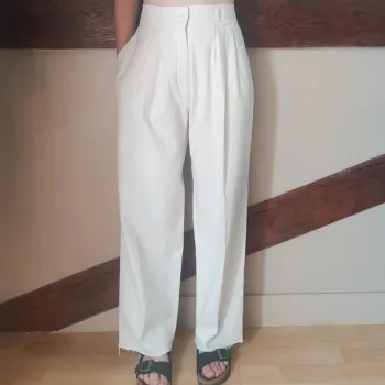 Pantalon blanc à pinces Newman
