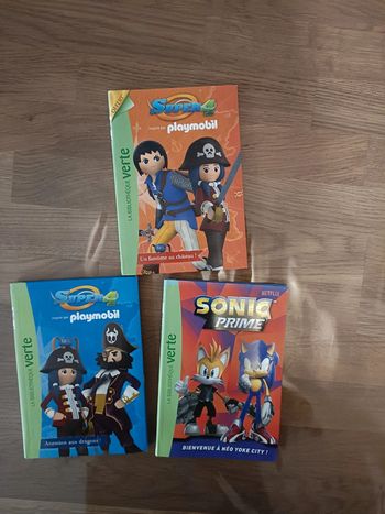 Lot de 3 livres la bibliothèque verte sonic playmobil