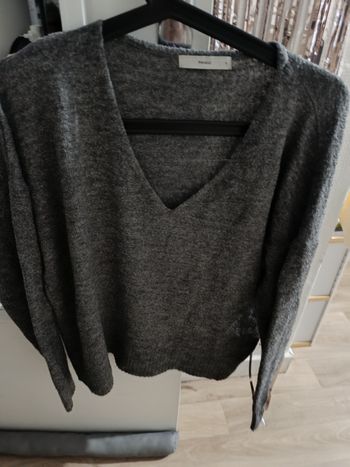Pull gris col V
