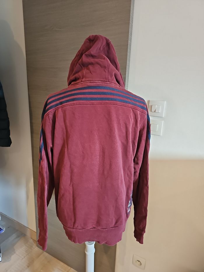 sweat adidas vintage bordeaux violet capuche taille m - photo numéro 3