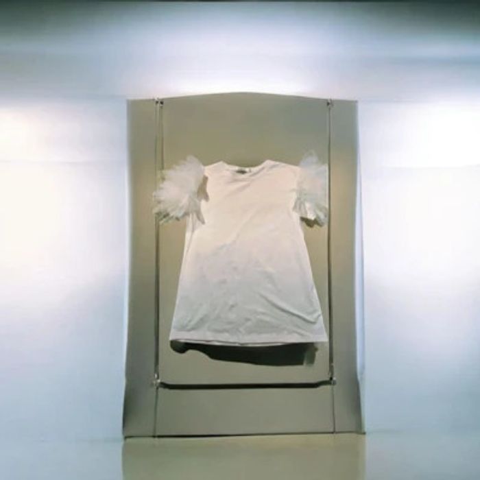 T-shirt Blanc à Manches en Tulle Volumineux