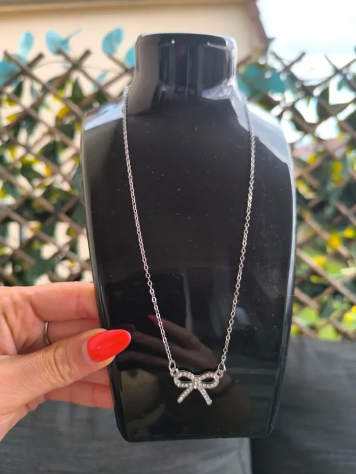 Collier noeud , acier inoxydable, argenté, idée cadeau - photo numéro 2