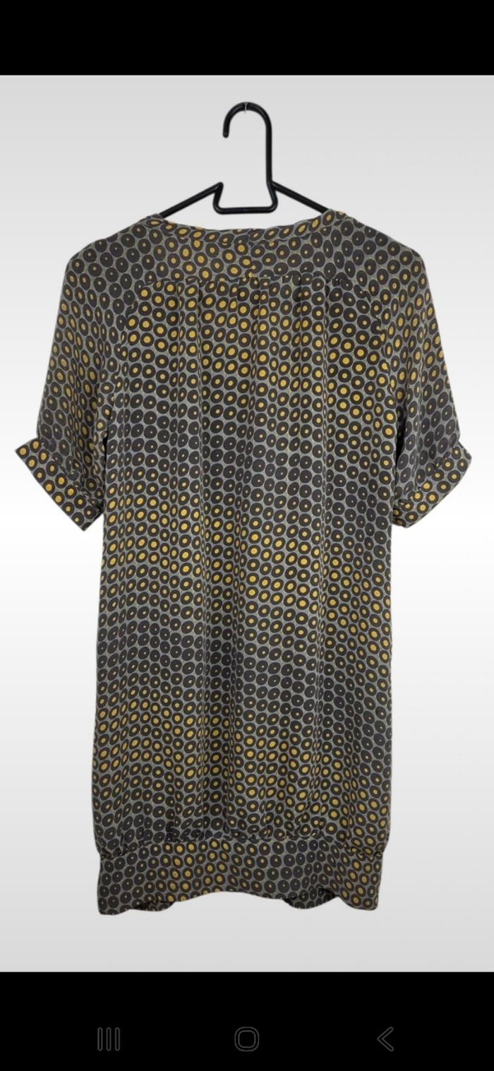 Robe tunique Maje 100% soie taille 1  marron et moutarde - photo numéro 2