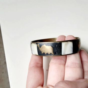 Bracelet éléphants dorés et nacre