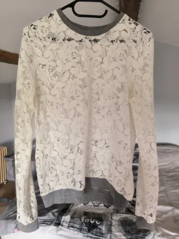Pull ajouré femme blanc