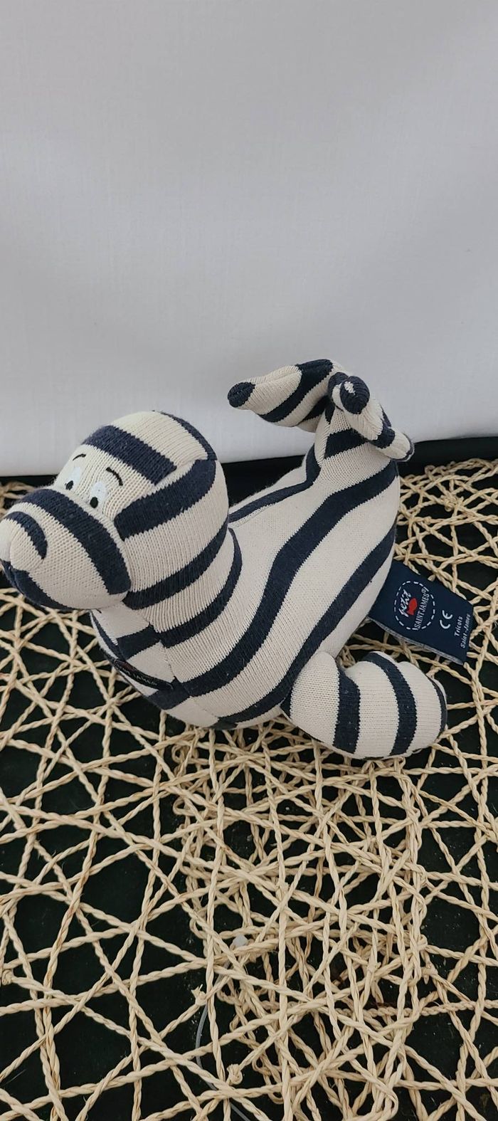 Doudou peluche phoque rayé marinière bleu blanc Tricot Saint James - photo numéro 6