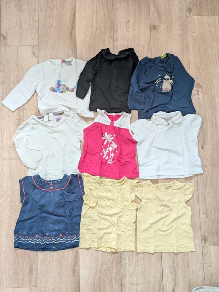 Lot 9 tee-shirt fille 9 Mois 71cm