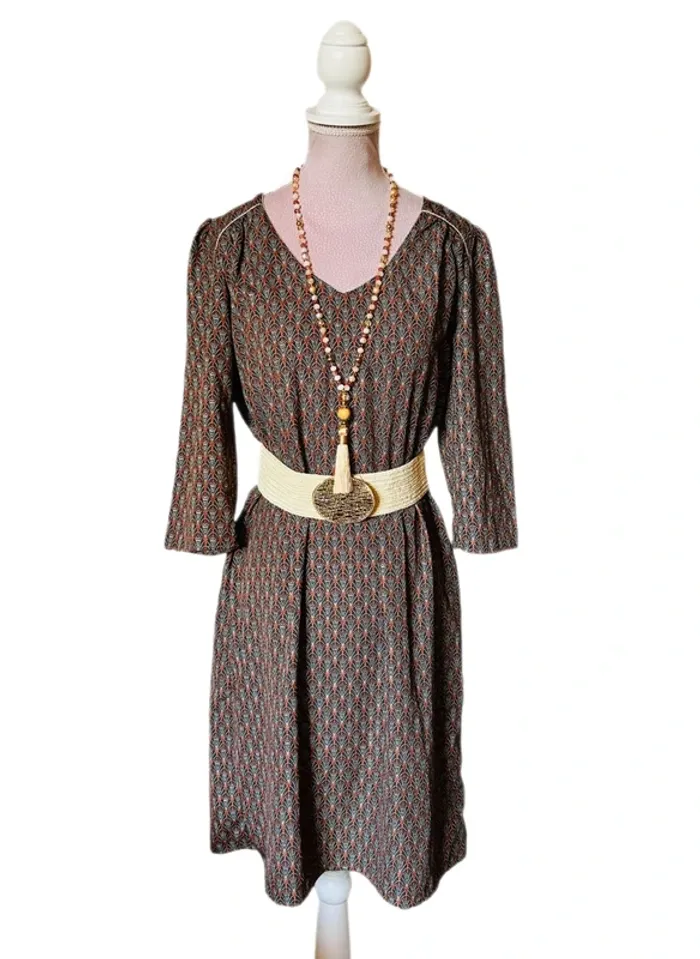🧡🍂Robe tunique vintage bohème dorée M/38 Boho chic oriental vibes tunic dress🍂🧡 - photo numéro 3
