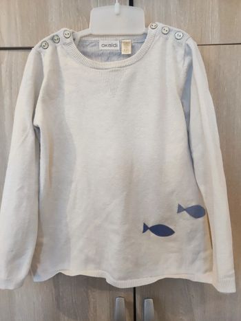 Pull blanc poisson Okaïdi 6 ans