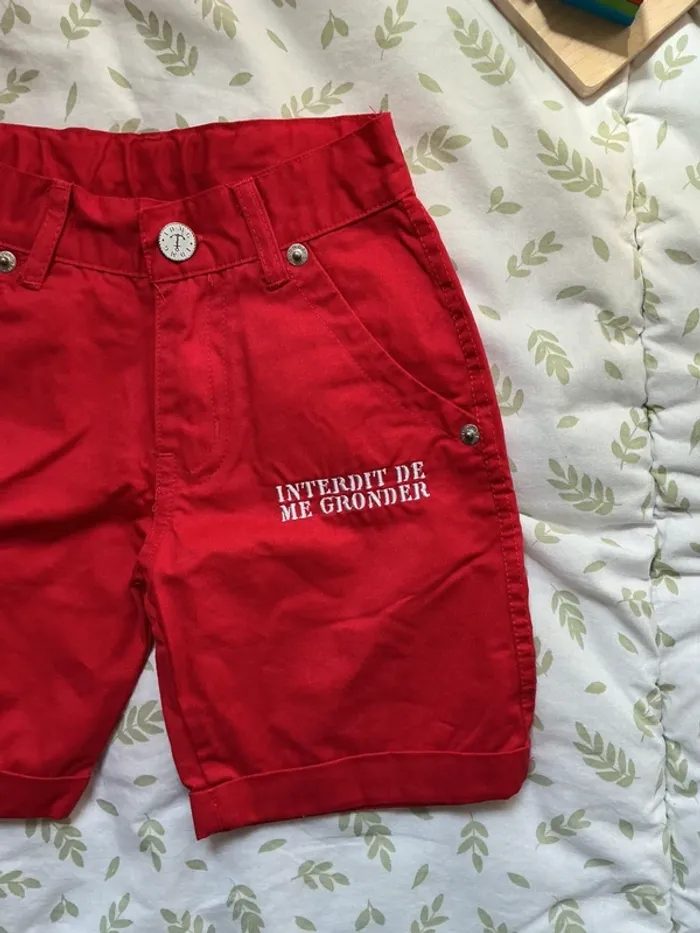 short rouge interdit de me gronder taille réglable 2 ans - photo numéro 4