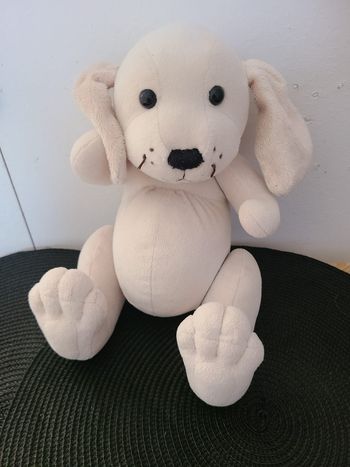 doudou chien beige articulé