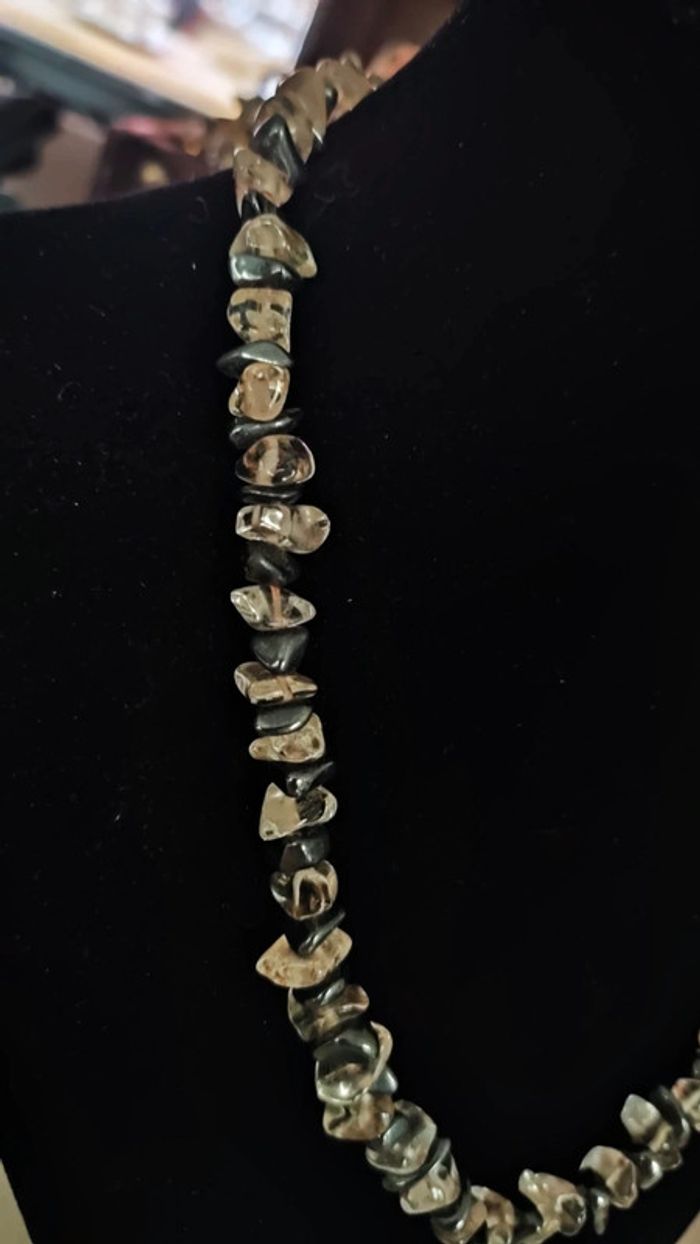 Magnifique collier en quartz fumé et onyx - photo numéro 2
