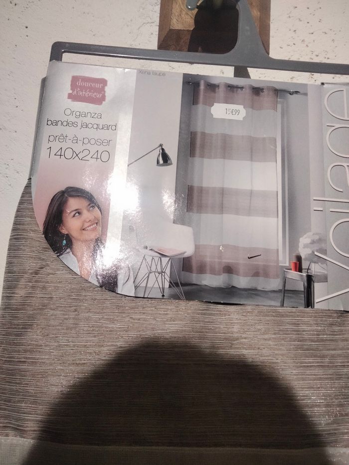Voilage organza bandes Jacquard 140x240 - photo numéro 2