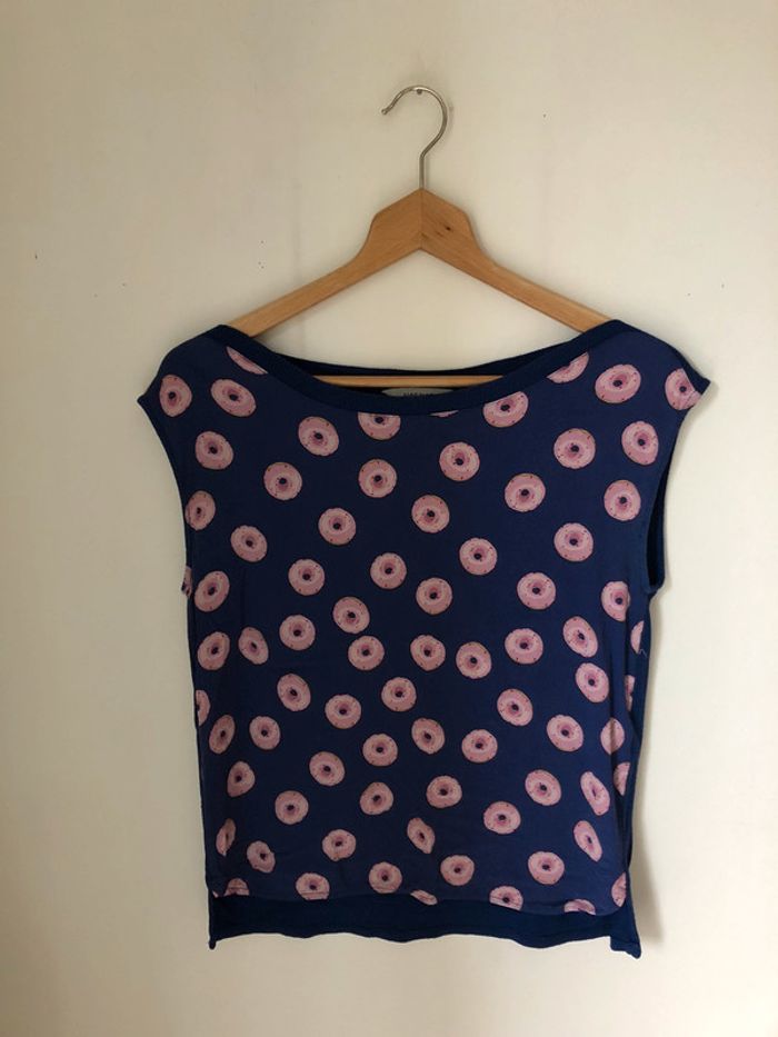 T-shirt violet imprimé donuts roses NafNaf