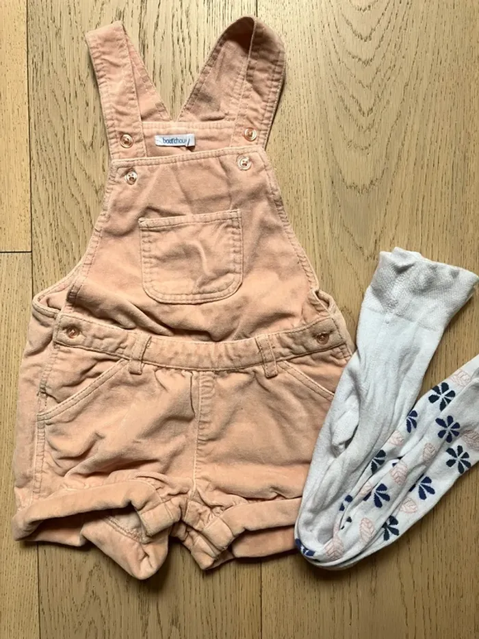 Salopette velours rose hiver bébé fille 12 mois Bout’chou