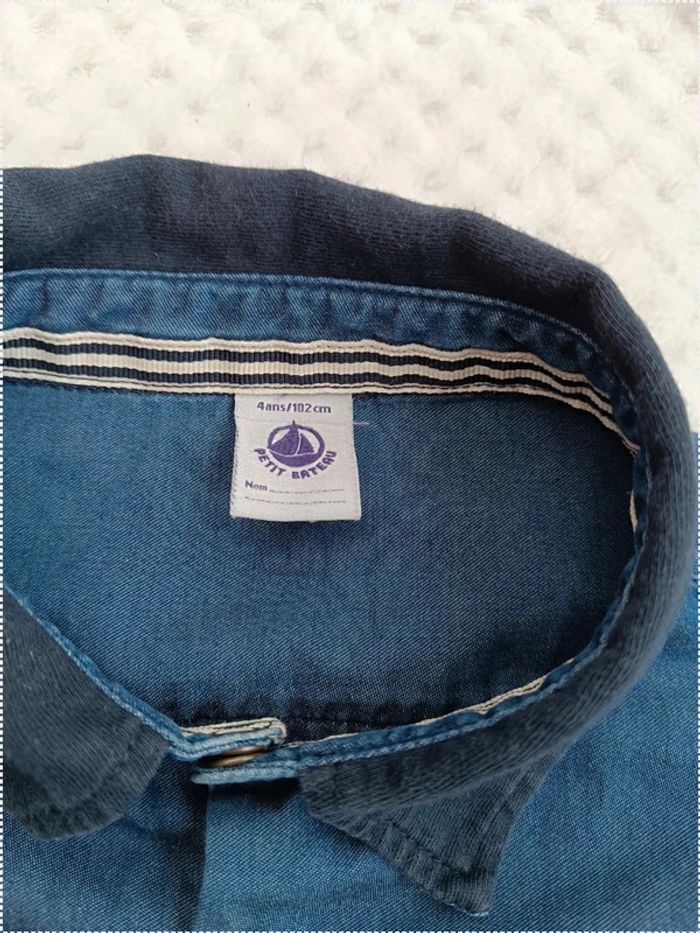 🔸Chemise Petit Bateau bleu jean - 4 ans🔸 - photo numéro 4