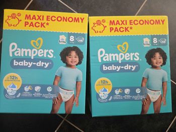 2 cartons couches pampers baby dry taille 8