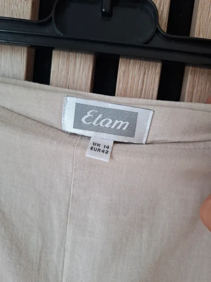 Pantalon  coton lin beige Étam T 42 - photo numéro 5