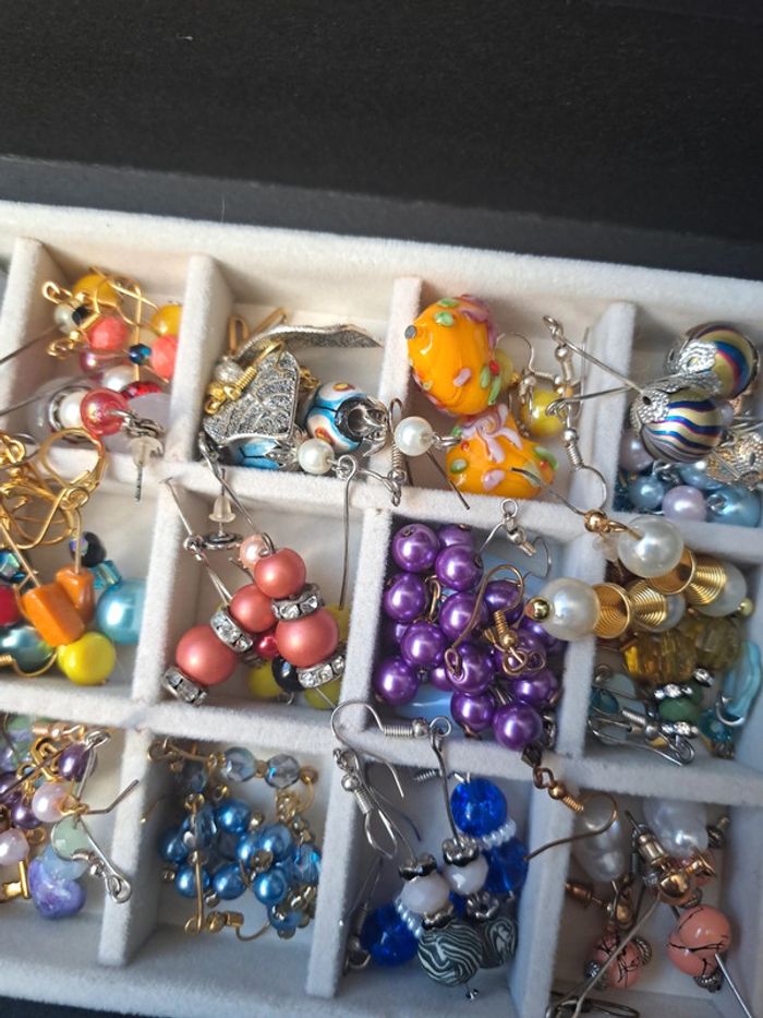 Lot de boucles d'oreilles pendante multicolore artisanale - photo numéro 10