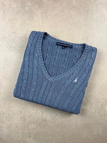 Pull Torsadé Ralph Lauren - Cable knit sweater V-neck Sweater Old Money | Bleu - M #41