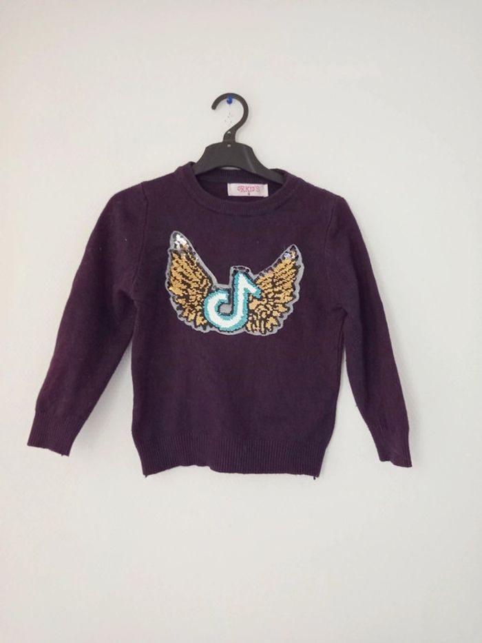 Pull chaud d'hiver paillettes réversible fille w