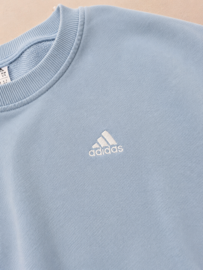Sweat Adidas cropped bleu ciel 3 bandes taille M - photo numéro 3
