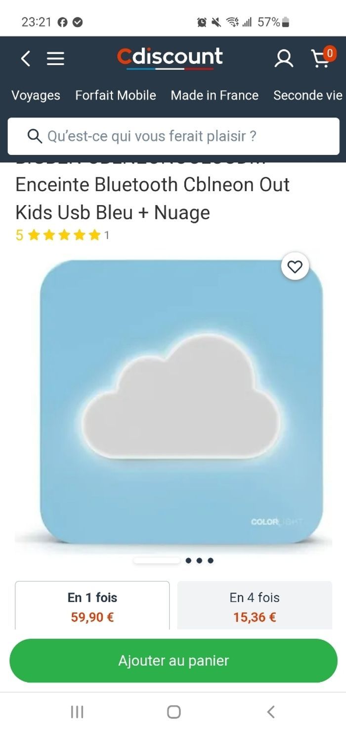 Enceinte & Veilleuse sans Fil  Nuage Color Light BigBen  Cloudy. - photo numéro 3