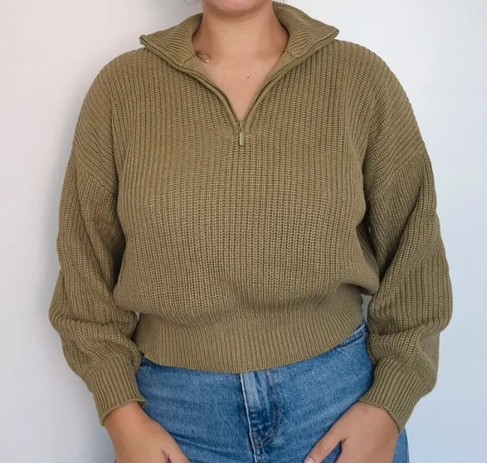 Pull zippé vert olive - Pimkie