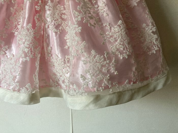 robe cérémonie rose avec tulle brodé et noeuds bébé 18 mois - photo numéro 4