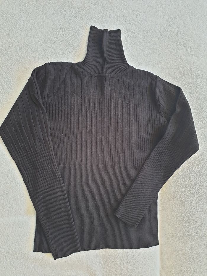 Pull noir femme L a col roulé