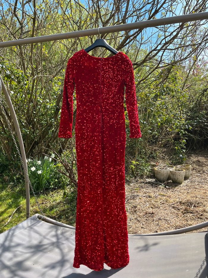 Robe longue soirée rouge paillette T S T 34/36 - photo numéro 3