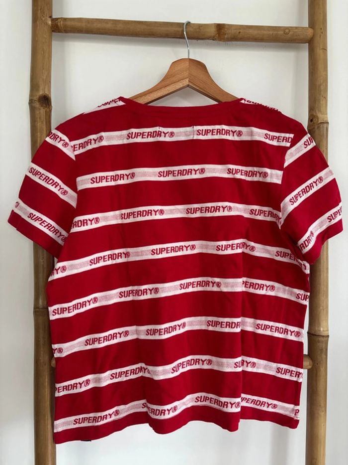 T-shirt rouge et blanc superdry - photo numéro 5