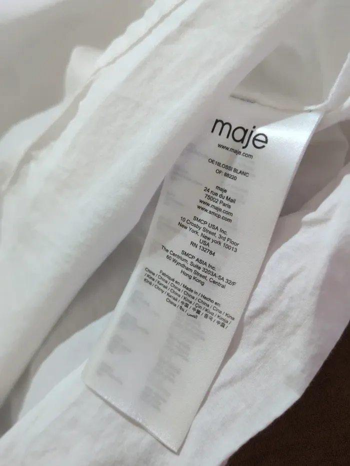 Chemisier blanc MAJE – Taille 3 (L) Très bon état - photo numéro 7