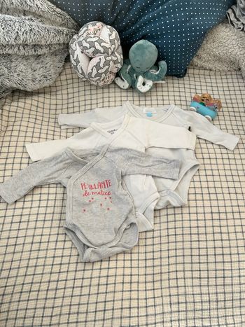 Lot de 3 bodys naissance manches longues 