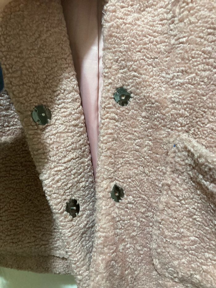 Manteau moumoute rose – Daphnea – Taille S (36) - photo numéro 5