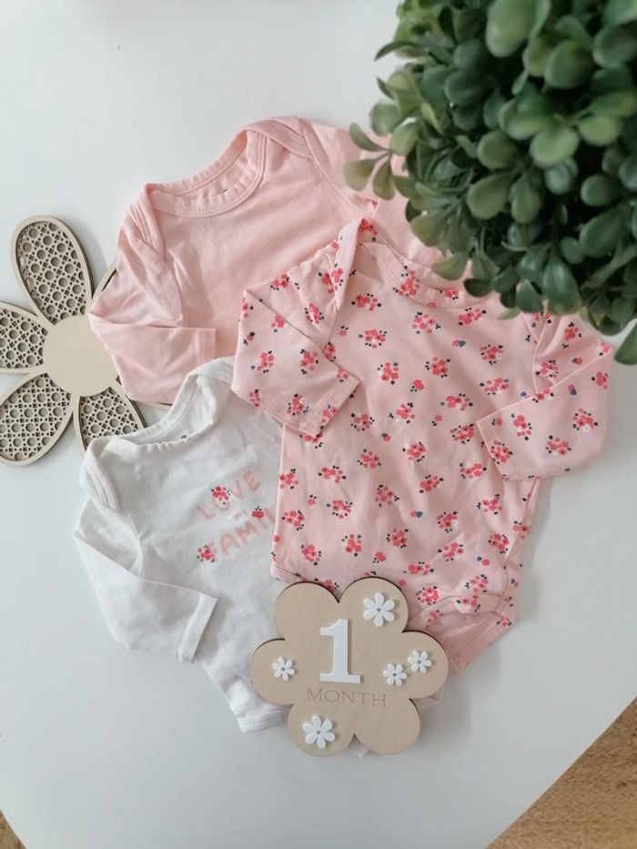 Lot de 3 bodys manches longues - Tape à l'oeil - 1 mois