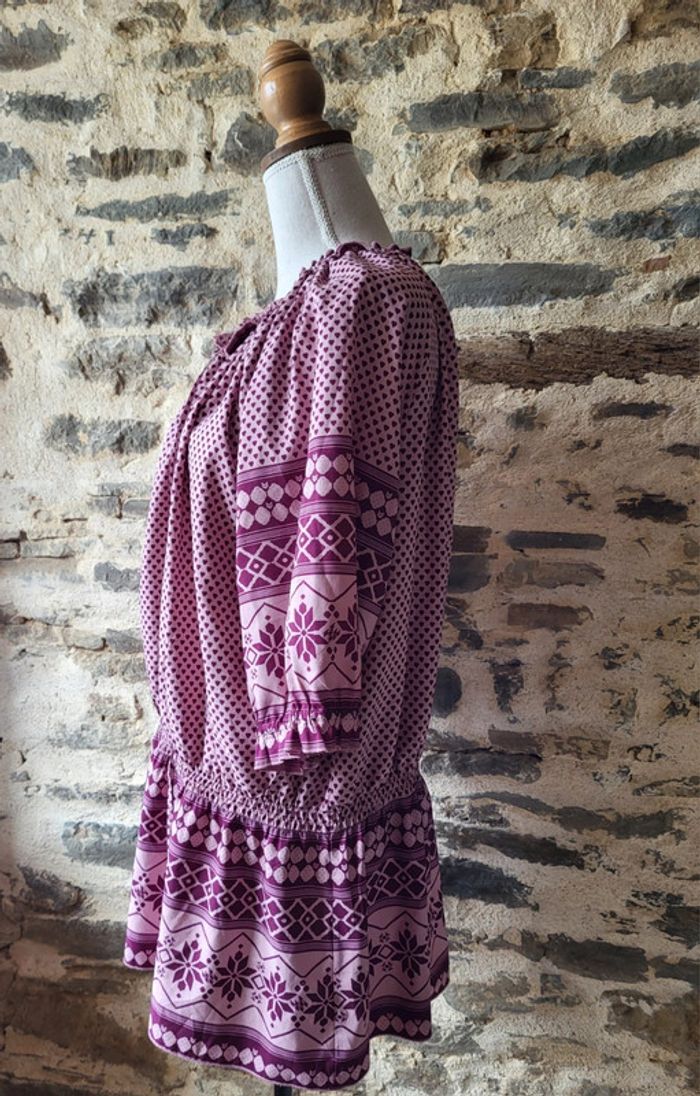 Blouse manches courtes mauve violet motifs cœurs Blancheporte Taille 54 - photo numéro 6