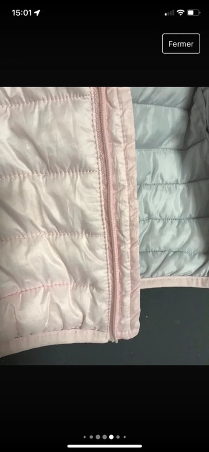 Doudoune à capuche rose pâle doublée gris - photo numéro 7