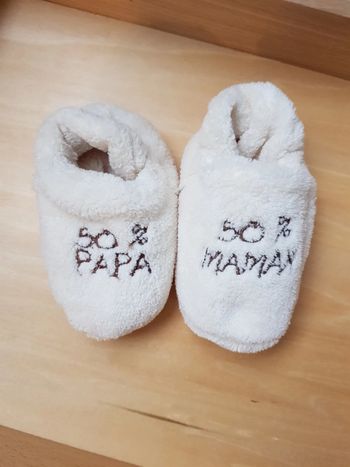 Chaussons chauds  papa maman mixte 3/ 6mois