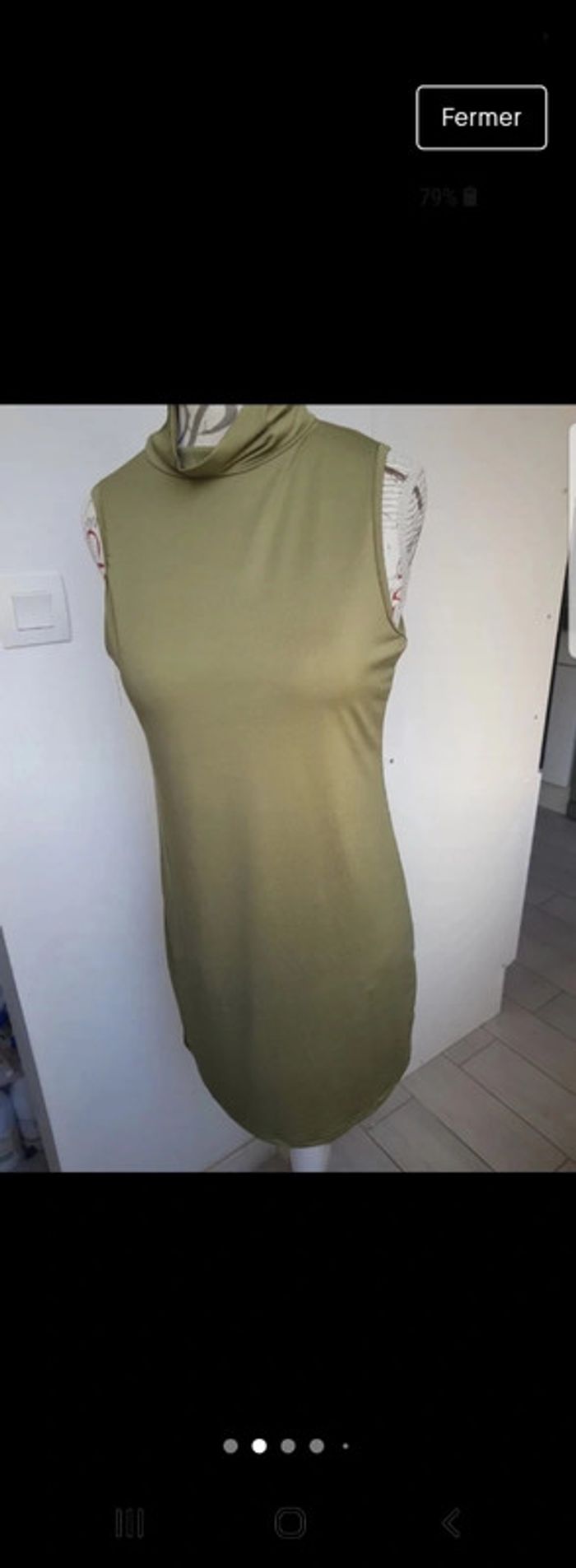 Robe satinée été kaki taille s - photo numéro 2