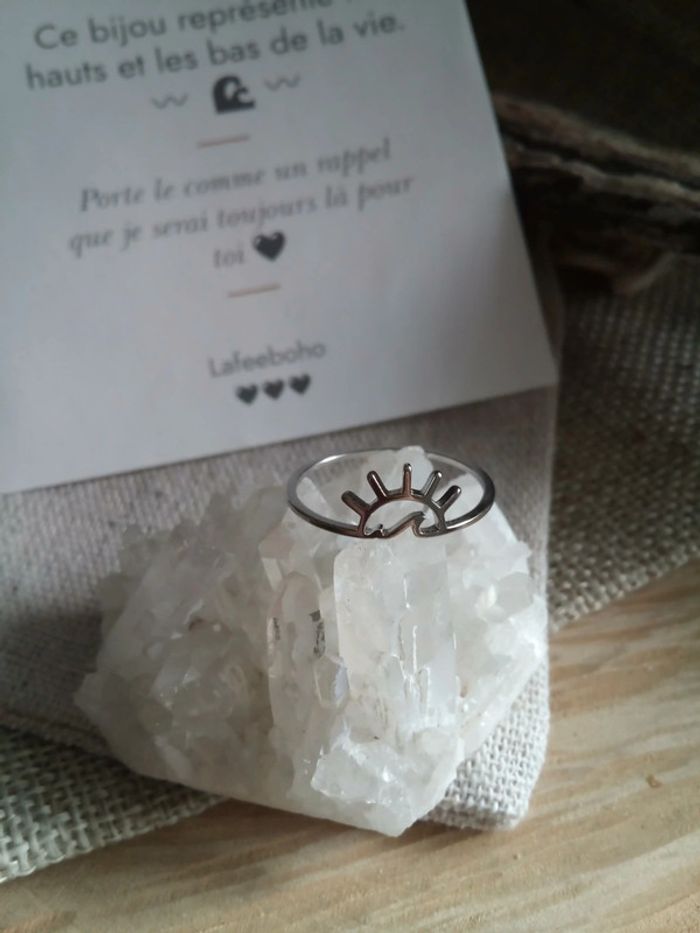 Bague vague de la vie argentée+ carte